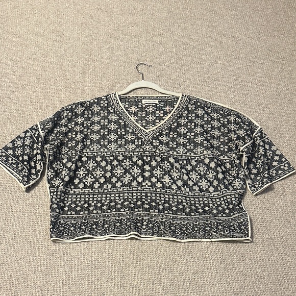 Isabel Marant Black and Cream Patterned Jersey Top - Picture 1 of 4
